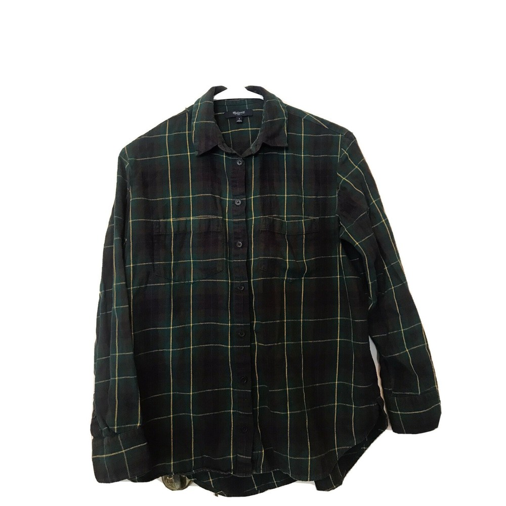 Madewell Long Sleeve Button Up Flannel Shirt Plaid Cotton  Womens S